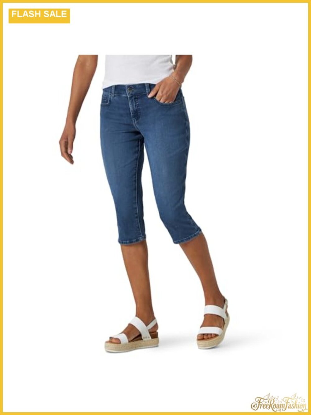 Women's Ultra Soft Stretch Denim Capris Midrise Regular Fit